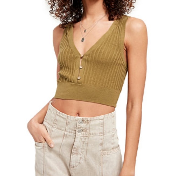 Free People Tops - Free People Mustard Ribbed Crop Top